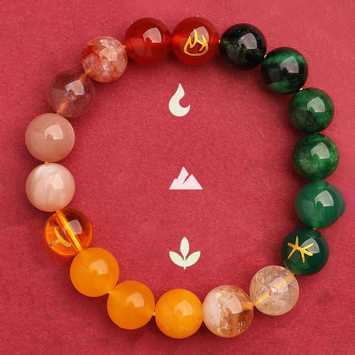 Buddha Stones グリーンストロベリークォーツ 太陽石 金運 幸運 幸福 開運 ブレスレット