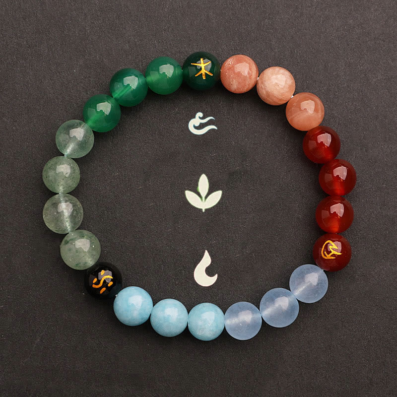 Buddha Stones グリーンストロベリークォーツ 太陽石 金運 幸運 幸福 開運 ブレスレット