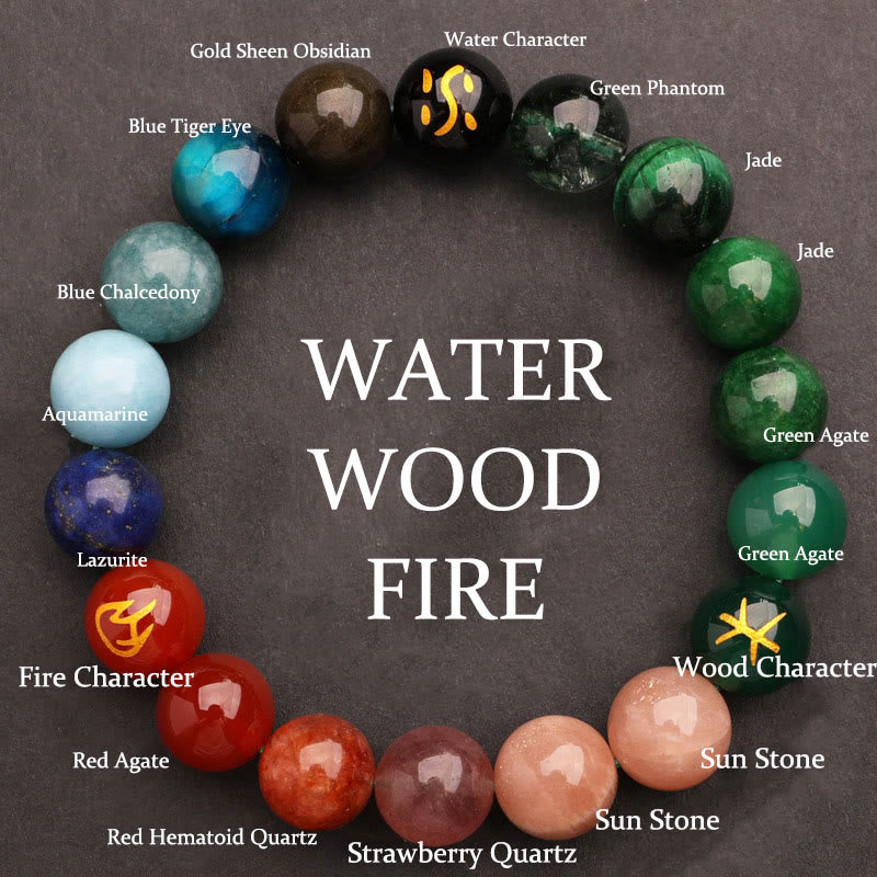 Buddha Stones グリーンストロベリークォーツ 太陽石 金運 幸運 幸福 開運 ブレスレット - 水火木（手首周り：14～16cm） - 12mm - image 41