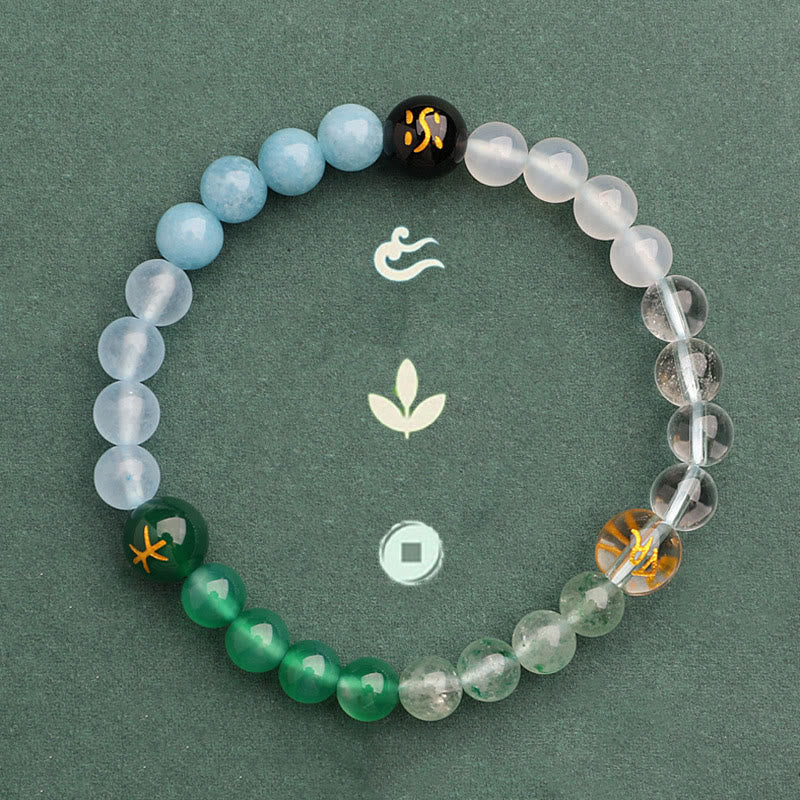 Buddha Stones グリーンストロベリークォーツ 太陽石 金運 幸運 幸福 開運 ブレスレット