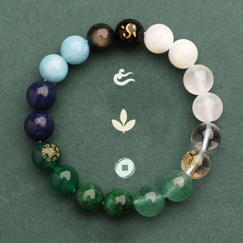 Buddha Stones グリーンストロベリークォーツ 太陽石 金運 幸運 幸福 開運 ブレスレット
