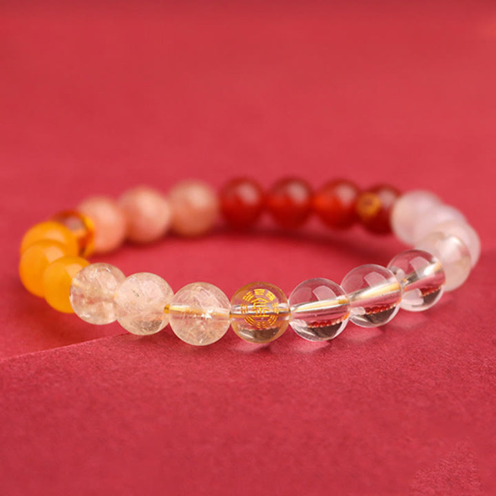Buddha Stones グリーンストロベリークォーツ 太陽石 金運 幸運 幸福 開運 ブレスレット