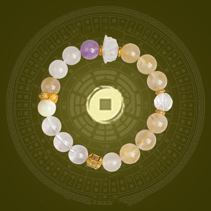 Buddha Stones グリーンファントム ルチルクォーツ グリーングレープ瑪瑙 マラカイト 開運 幸運 ブレスレット - image 11