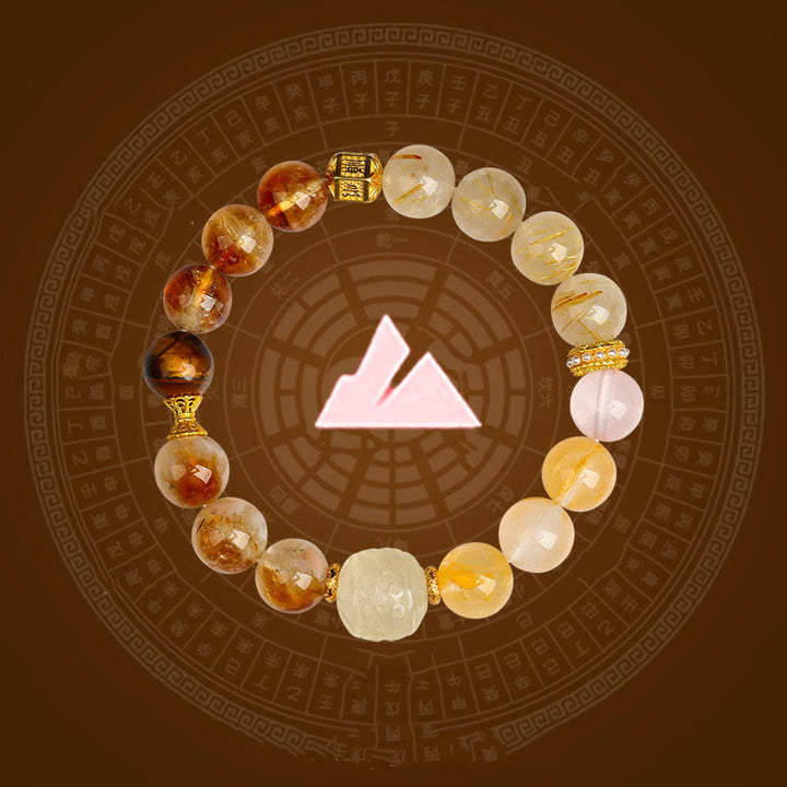 Buddha Stones グリーンファントム ルチルクォーツ グリーングレープ瑪瑙 マラカイト 開運 幸運 ブレスレット