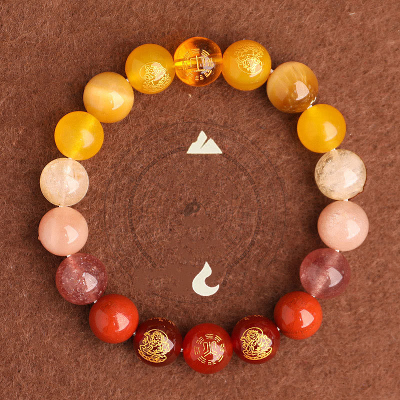 Buddha Stones 南赤瑪瑙 ストロベリークォーツ 太陽石 恋愛 成功 幸運 ブレスレット - image 1