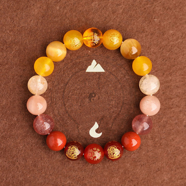 Buddha Stones 南赤瑪瑙 ストロベリークォーツ 太陽石 恋愛 成功 幸運 ブレスレット