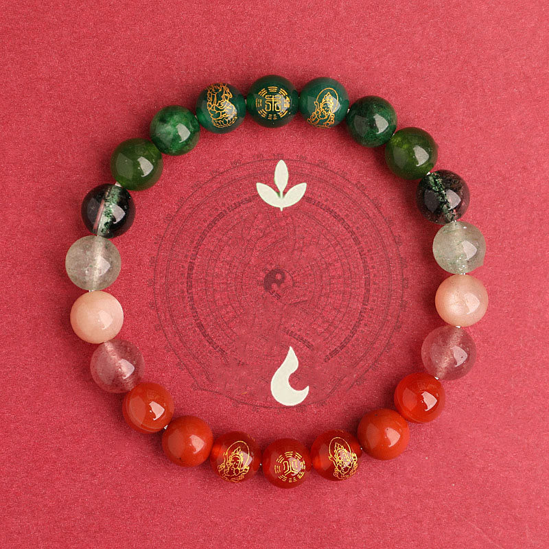 Buddha Stones 南赤瑪瑙 ストロベリークォーツ 太陽石 恋愛 成功 幸運 ブレスレット