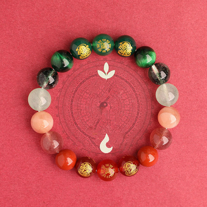 Buddha Stones 南赤瑪瑙 ストロベリークォーツ 太陽石 恋愛 成功 幸運 ブレスレット
