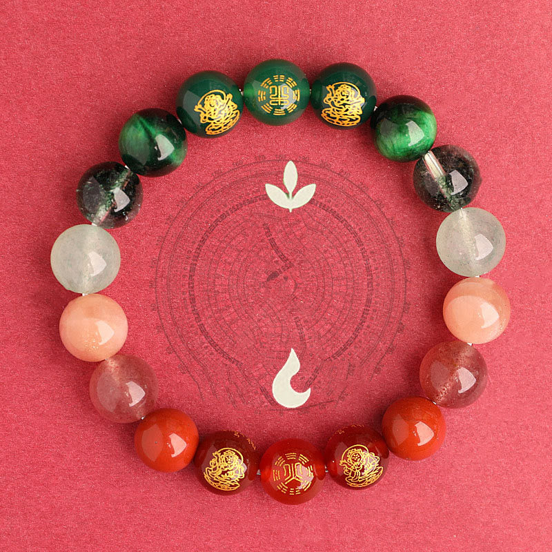 Buddha Stones 南赤瑪瑙 ストロベリークォーツ 太陽石 恋愛 成功 幸運 ブレスレット