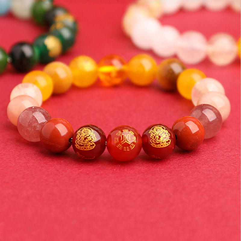 Buddha Stones 南赤瑪瑙 ストロベリークォーツ 太陽石 恋愛 成功 幸運 ブレスレット