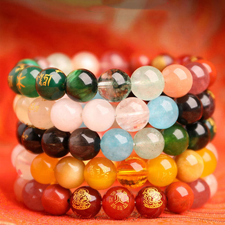 Buddha Stones 南赤瑪瑙 ストロベリークォーツ 太陽石 恋愛 成功 幸運 ブレスレット