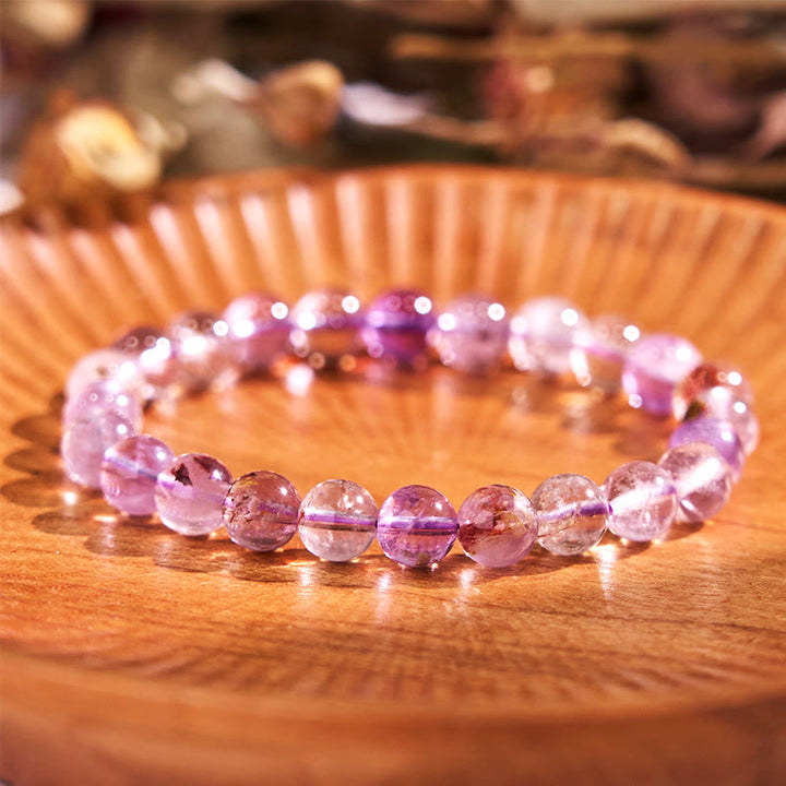 Buddha Stones天然紫ファントム愛の知恵ブレスレット