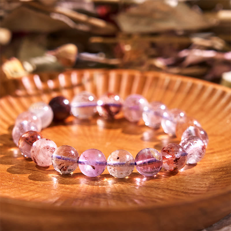 Buddha Stones天然紫ファントム愛の知恵ブレスレット