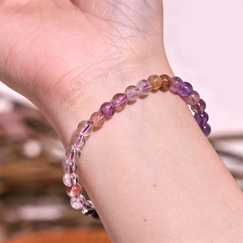 Buddha Stones天然紫ファントム愛の知恵ブレスレット