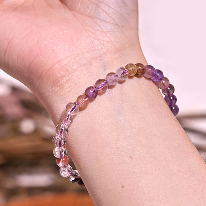 Buddha Stones天然紫ファントム愛の知恵ブレスレット