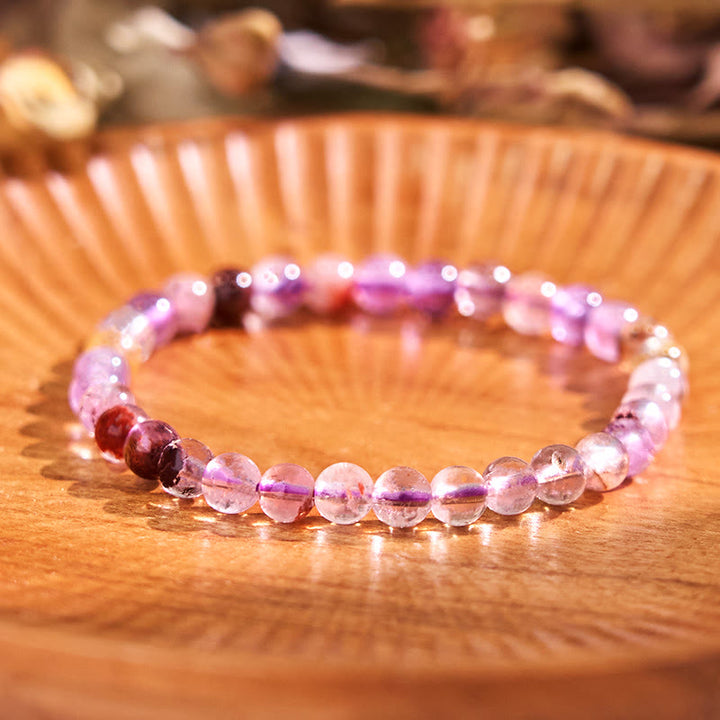 Buddha Stones天然紫ファントム愛の知恵ブレスレット