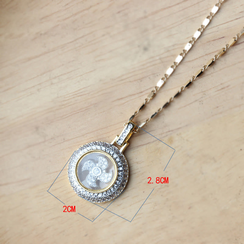 Buddha Stones金メッキ 銅 真鍮 回転式風車 フーバランスネックレスペンダント