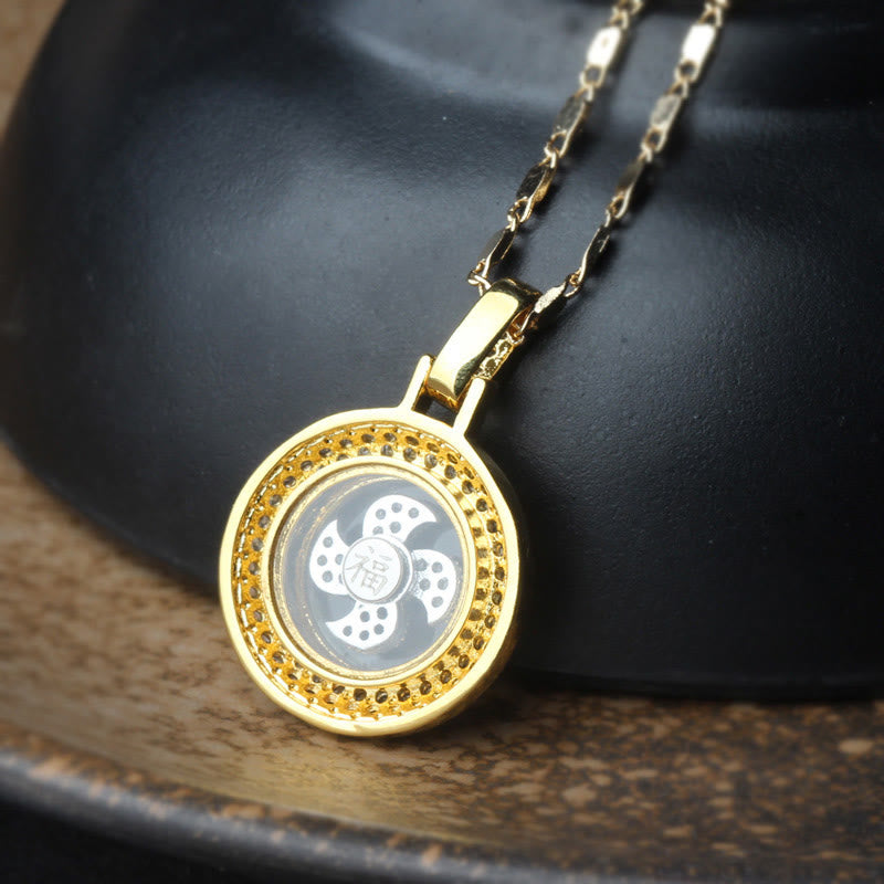Buddha Stones金メッキ 銅 真鍮 回転式風車 フーバランスネックレスペンダント