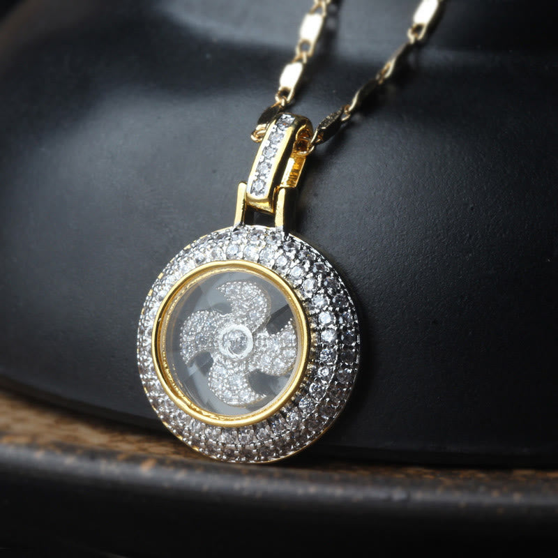 Buddha Stones金メッキ 銅 真鍮 回転式風車 フーバランスネックレスペンダント