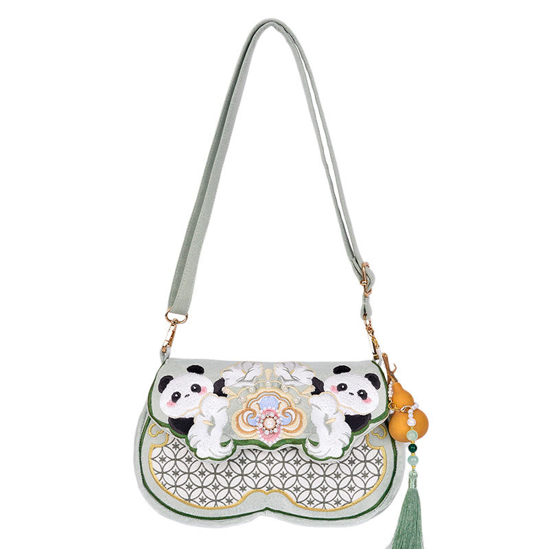 Buddha Stonesパンダ花ひょうたんペンダントショルダーバッグクロスボディバッグ