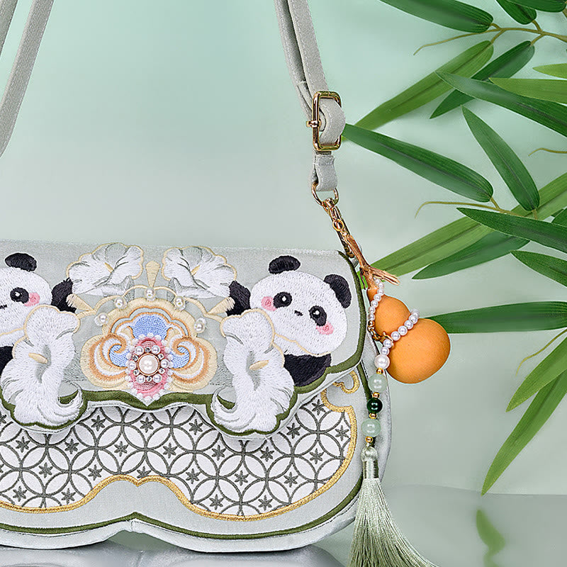 Buddha Stonesパンダ花ひょうたんペンダントショルダーバッグクロスボディバッグ