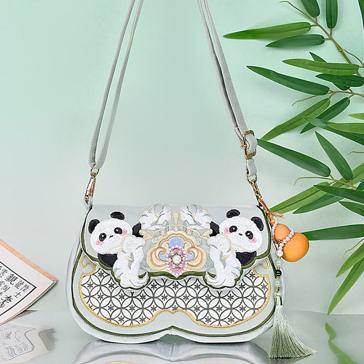 Buddha Stonesパンダ花ひょうたんペンダントショルダーバッグクロスボディバッグ