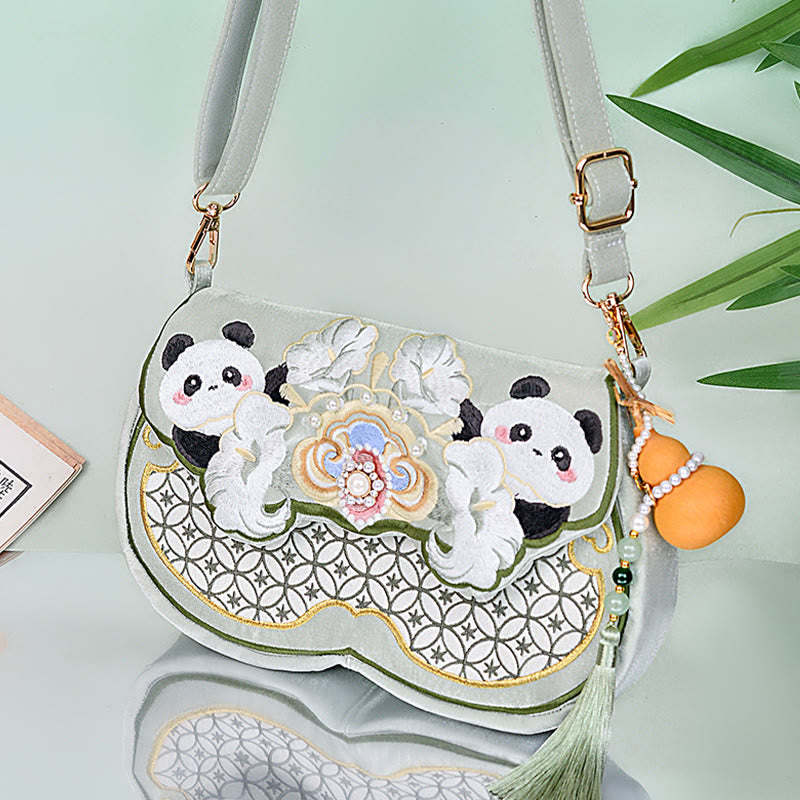 Buddha Stonesパンダ花ひょうたんペンダントショルダーバッグクロスボディバッグ