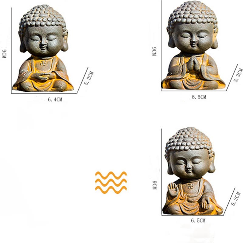 Buddha Stones小さな瞑想仏 鉄粉錆鋳造樹脂像 家の装飾 - image 5