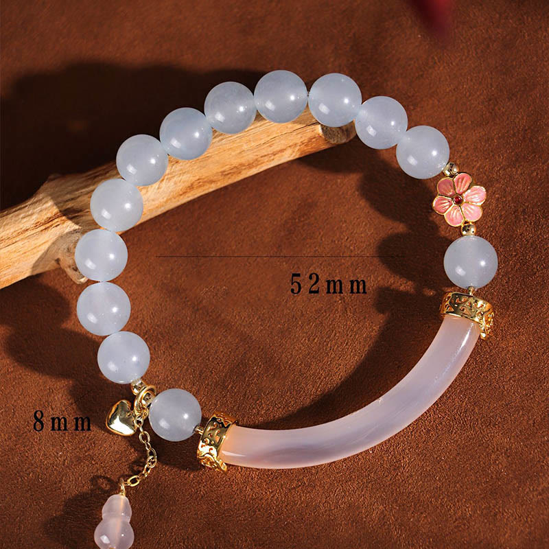 Buddha Stonesピンククリスタル ブルーカルセドニー パール カフ ハーフブレスレット バングル - image 8
