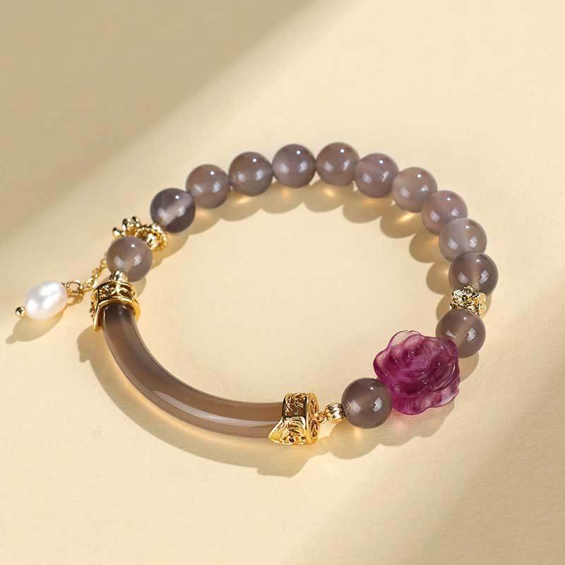 Buddha Stonesストロベリークォーツ ラブラドライト フローライト パール カフ ハーフブレスレット バングル