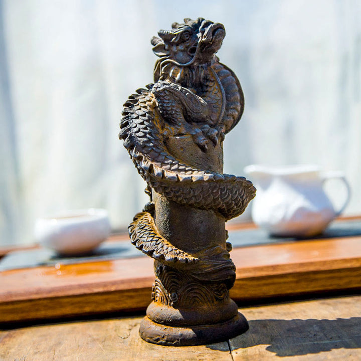 Buddha Stones手作り 飛龍 柱周り 鉄粉 錆 鋳造 樹脂 像 家の装飾