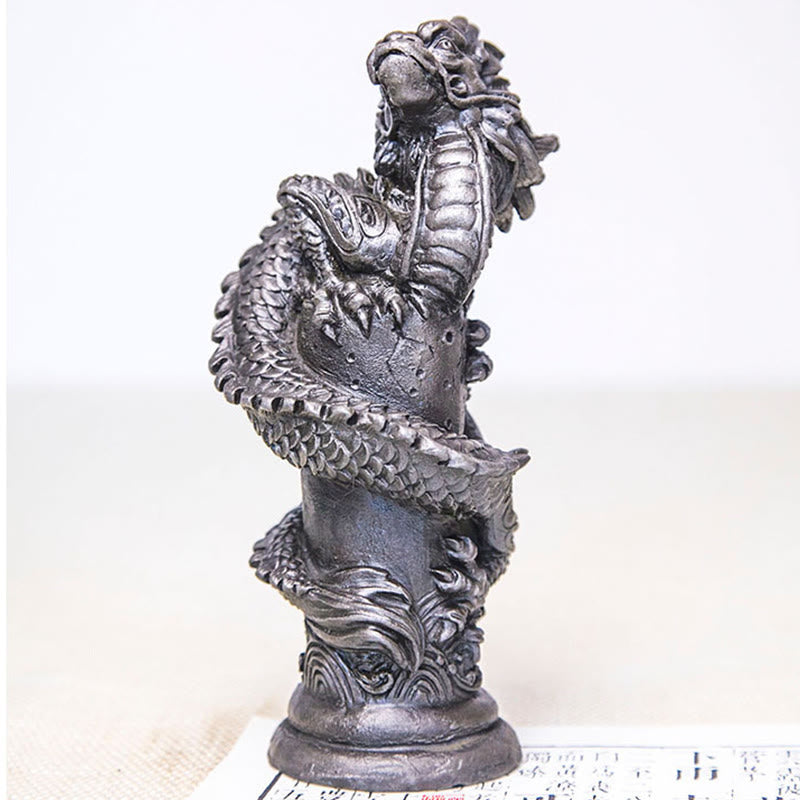 Buddha Stones手作り 飛龍 柱周り 鉄粉 錆 鋳造 樹脂 像 家の装飾