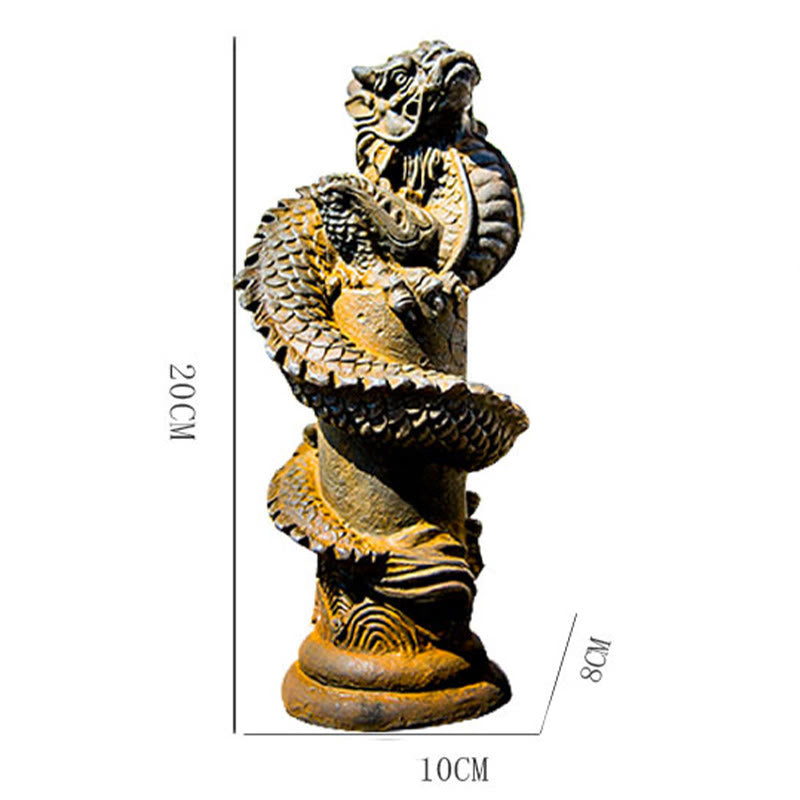 Buddha Stones手作り 飛龍 柱周り 鉄粉 錆 鋳造 樹脂 像 家の装飾