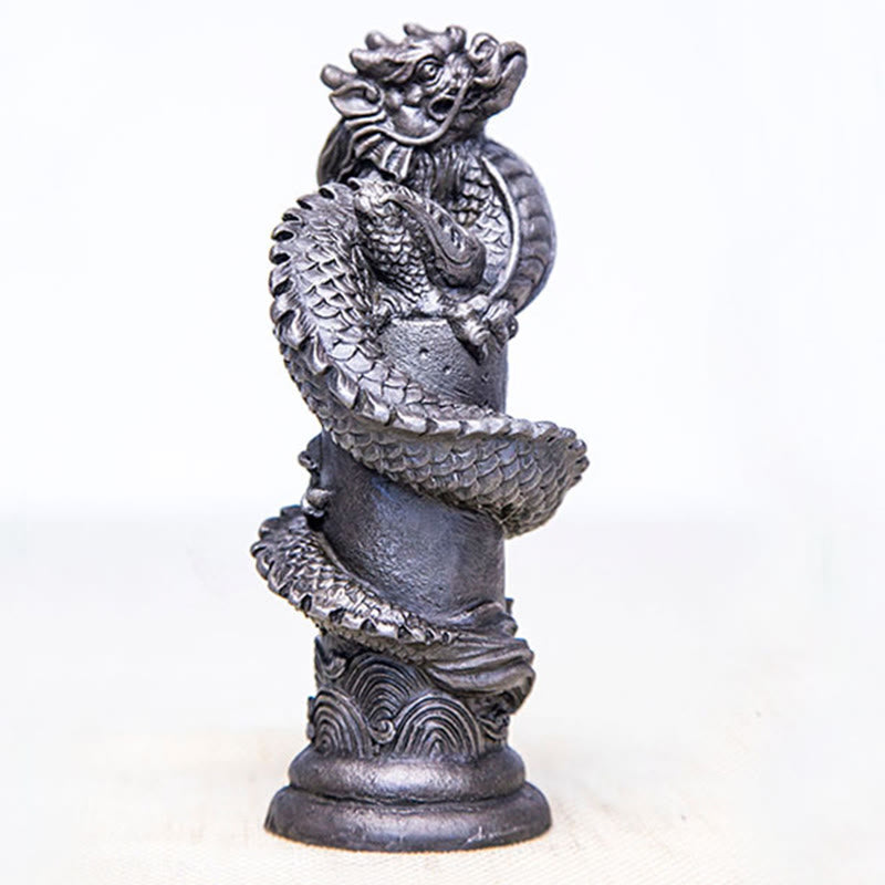Buddha Stones手作り 飛龍 柱周り 鉄粉 錆 鋳造 樹脂 像 家の装飾