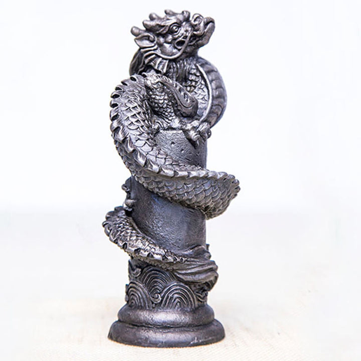 Buddha Stones手作り 飛龍 柱周り 鉄粉 錆 鋳造 樹脂 像 家の装飾