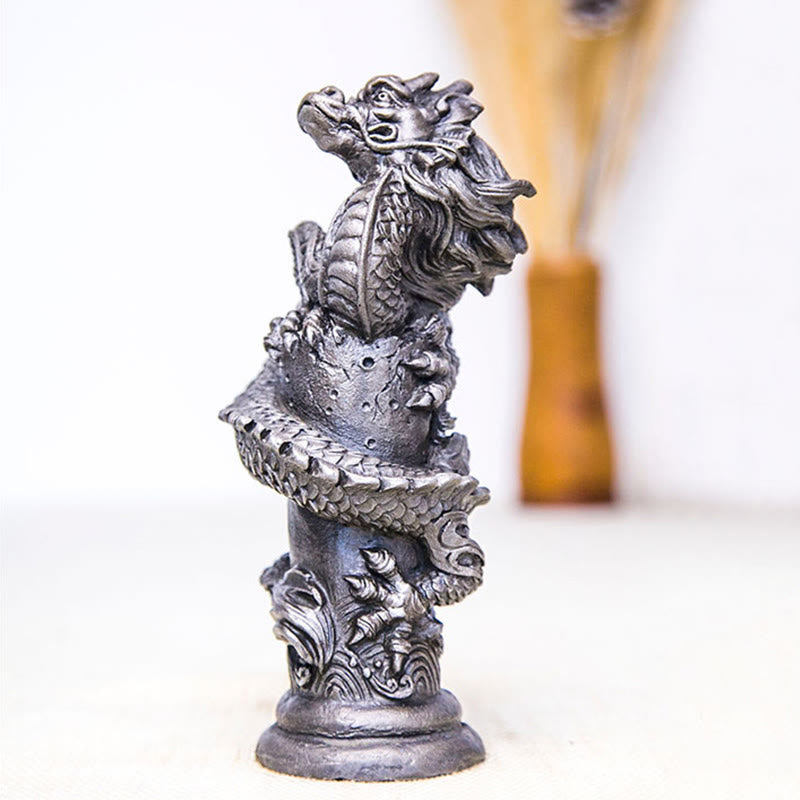Buddha Stones手作り 飛龍 柱周り 鉄粉 錆 鋳造 樹脂 像 家の装飾 - image 19