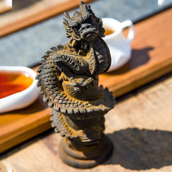 Buddha Stones手作り 飛龍 柱周り 鉄粉 錆 鋳造 樹脂 像 家の装飾