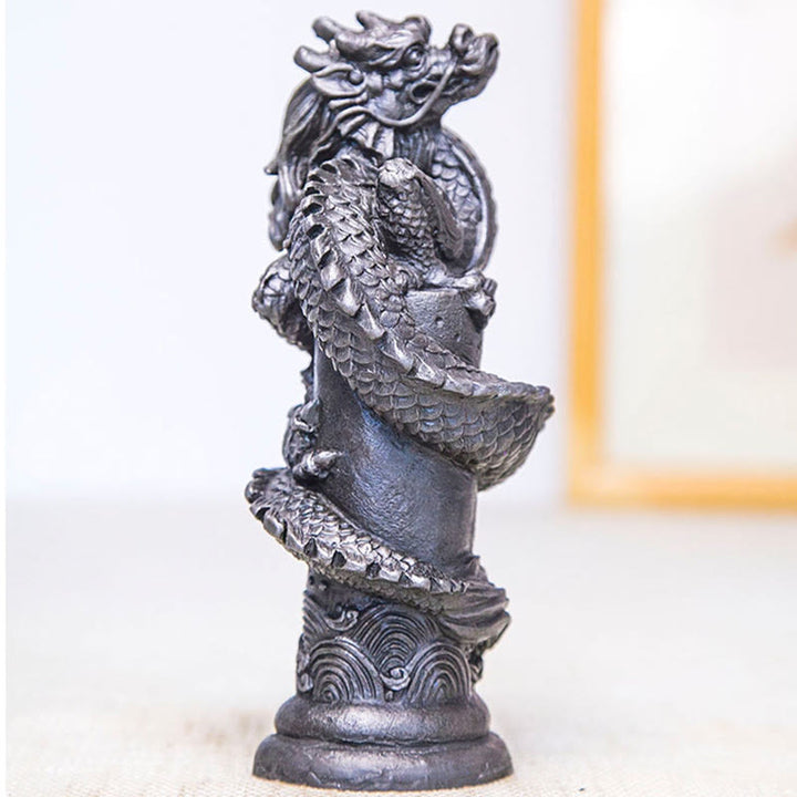 Buddha Stones手作り 飛龍 柱周り 鉄粉 錆 鋳造 樹脂 像 家の装飾