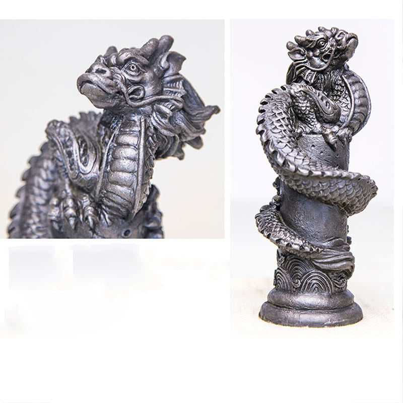 Buddha Stones手作り 飛龍 柱周り 鉄粉 錆 鋳造 樹脂 像 家の装飾