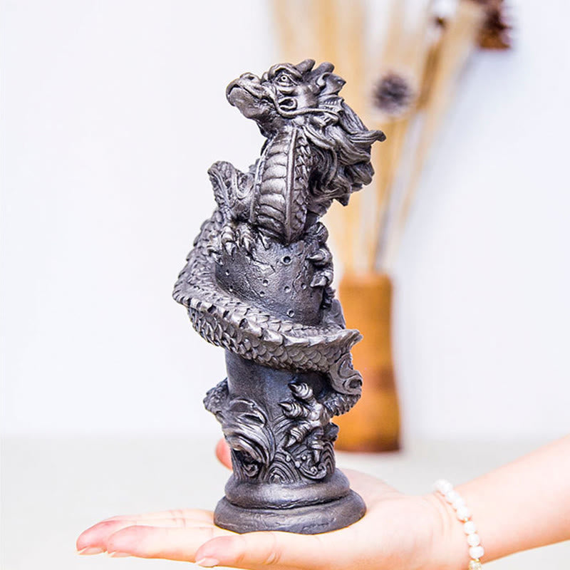 Buddha Stones手作り 飛龍 柱周り 鉄粉 錆 鋳造 樹脂 像 家の装飾