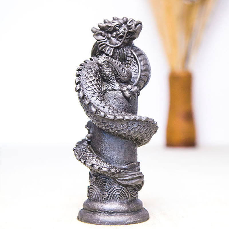 Buddha Stones手作り 飛龍 柱周り 鉄粉 錆 鋳造 樹脂 像 家の装飾