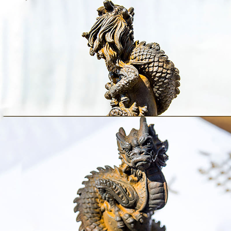 Buddha Stones手作り 飛龍 柱周り 鉄粉 錆 鋳造 樹脂 像 家の装飾