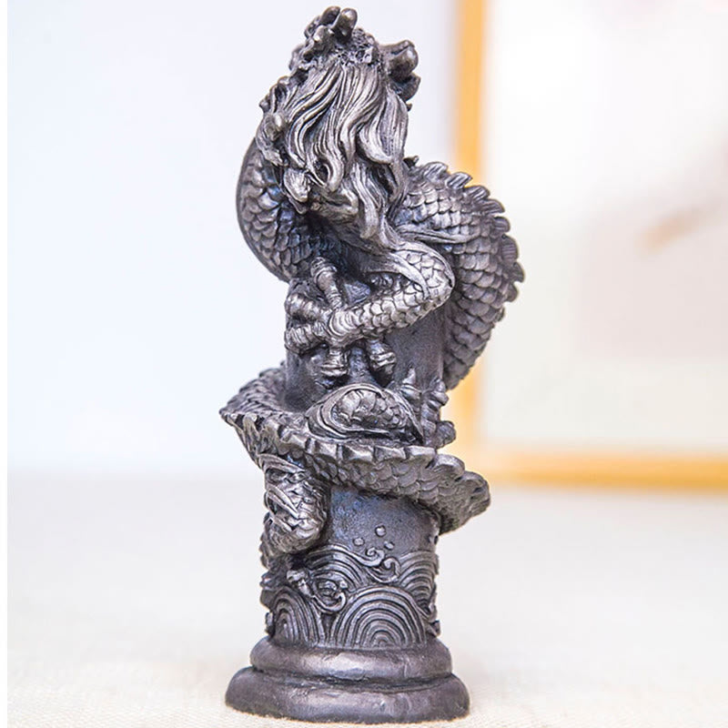 Buddha Stones手作り 飛龍 柱周り 鉄粉 錆 鋳造 樹脂 像 家の装飾
