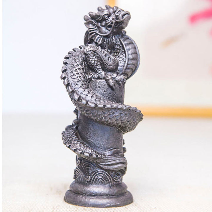 Buddha Stones手作り 飛龍 柱周り 鉄粉 錆 鋳造 樹脂 像 家の装飾 - image 20