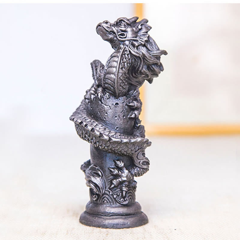 Buddha Stones手作り 飛龍 柱周り 鉄粉 錆 鋳造 樹脂 像 家の装飾