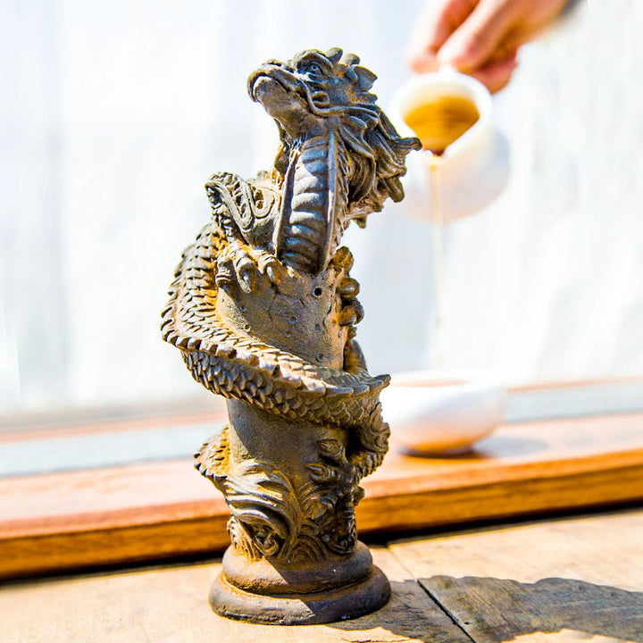 Buddha Stones手作り 飛龍 柱周り 鉄粉 錆 鋳造 樹脂 像 家の装飾
