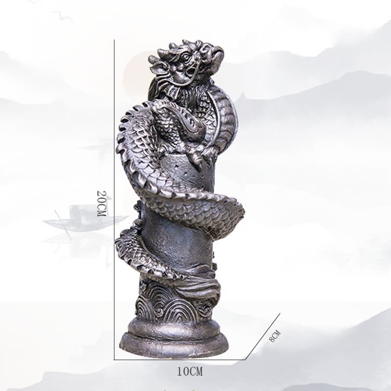 Buddha Stones手作り 飛龍 柱周り 鉄粉 錆 鋳造 樹脂 像 家の装飾