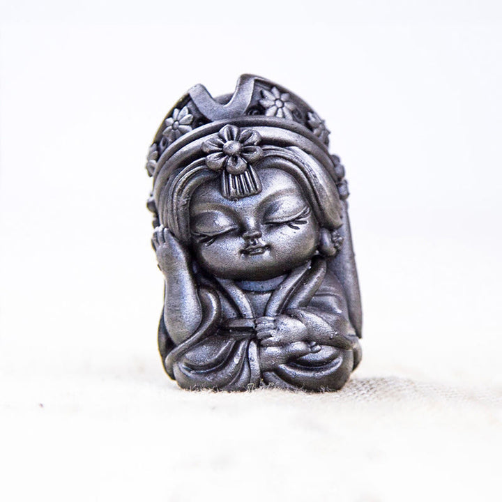 Buddha Stones手作り ザキラム 鉄粉 錆 鋳造 樹脂 像 禅 家の装飾 - 磨き上げられたバージョン - 考えないで 7*4*4cm - image 25
