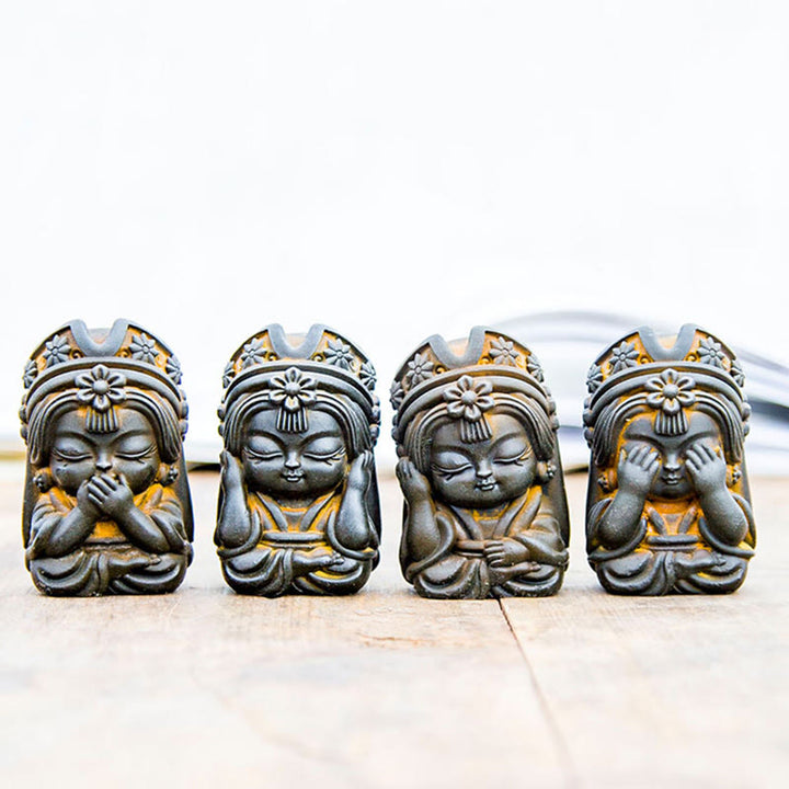 Buddha Stones手作り ザキラム 鉄粉 錆 鋳造 樹脂 像 禅 家の装飾 - image 3