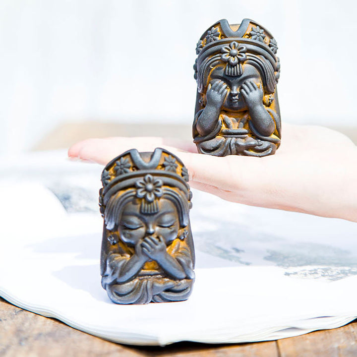 Buddha Stones手作り ザキラム 鉄粉 錆 鋳造 樹脂 像 禅 家の装飾 - image 5